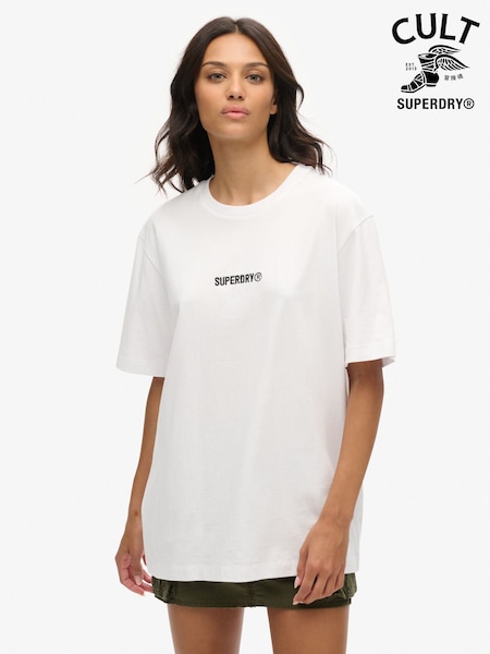 Superdry White Oversized Micro Logo Graphic 100% Cotton T-Shirt (AM8198) | €37