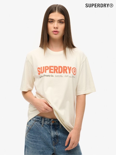 Superdry Cream Oversized Utility Sport Logo T-Shirt (AM8213) | €37