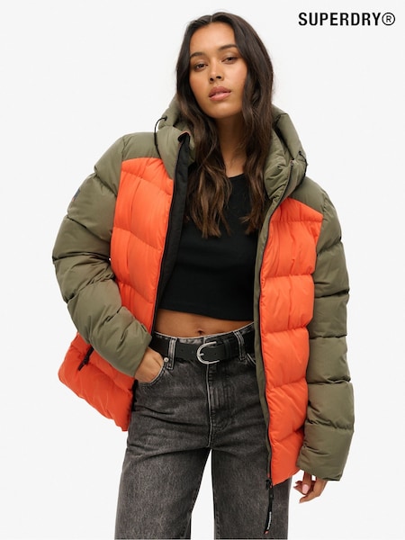 Superdry Green Oversized Colour Block Sport Puffer Jacket (AM8224) | €159