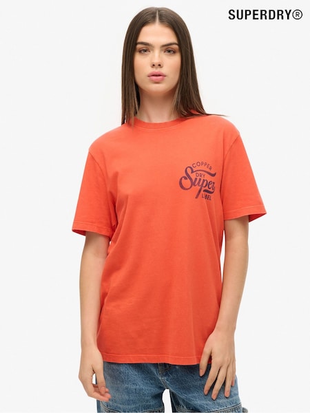 Superdry Orange Oversized Copper Label Chest Graphic 100% Cotton T-Shirt (AM8228) | €35