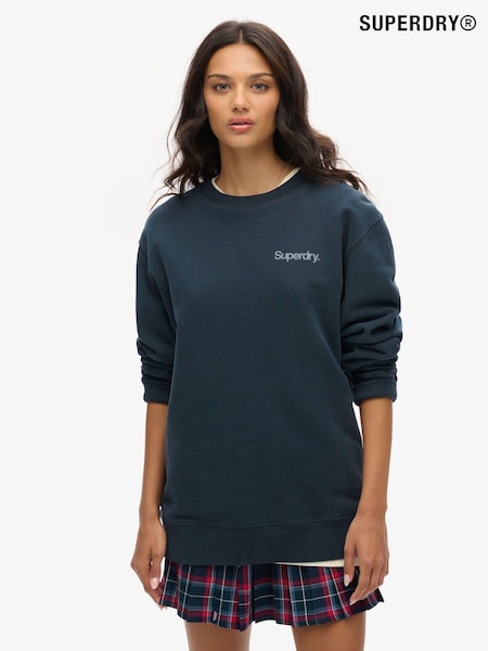 Superdry Blue Oversized Core Logo City Loose Crew Sweatshirt (AM8237) | R$ 545