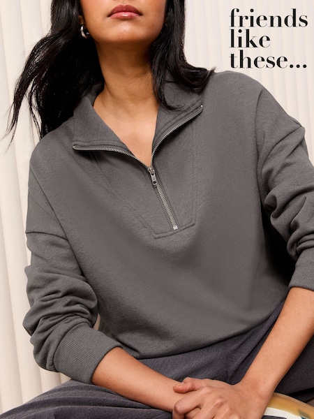 Friends Like These Grey Long Sleeve 3/4 Zip Sweatshirt (AM8250) | €27