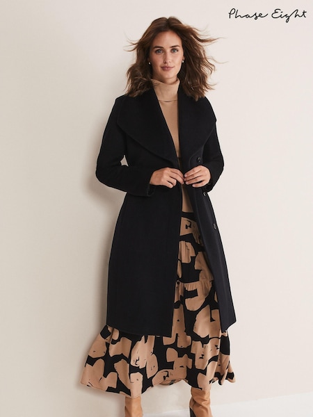Phase Eight Black Nicci Belted Wool Coat (AM8255) | €305