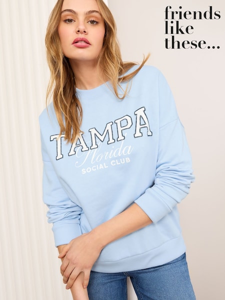 Friends Like These Blue Long Sleeve Slogan Graphic Sweatshirt (AM8256) | €24