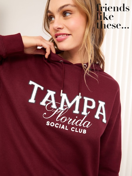 Friends Like These Burgundy Red Long Sleeve Slogan Graphic Hoodie (AM8262) | €27