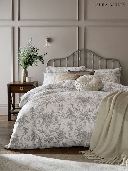 Laura Ashley Dark Dove Grey Tuileries 100% Cotton Duvet Cover and Pillowcase Set (AM8267) | €60 - €113