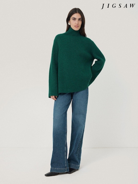 Jigsaw Green Faroe Fishermans Rib Jumper (AM8278) | €89