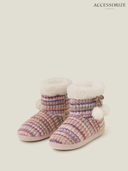 Accessorize Stripe Knit Slipper Boots (AM8307) | AED106