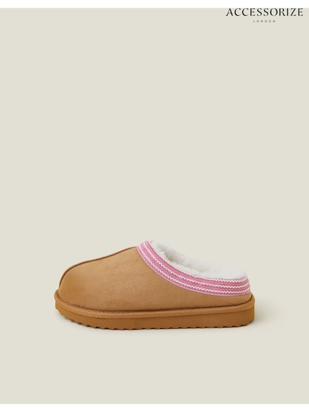Accessorize Natural Embroidered Suedette Mule Slippers (AM8319) | AED102