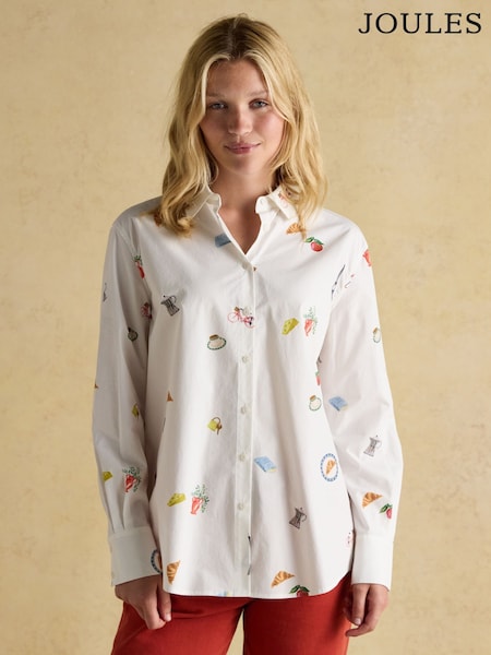Joules Amilla White Boyfriend Fit Shirt (AM8354) | OMR36