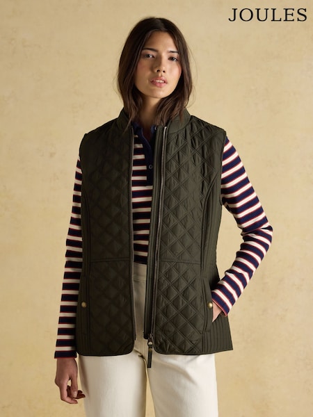 Minx Green Showerproof Diamond Quilted Gilet (AM8394) | R$ 495