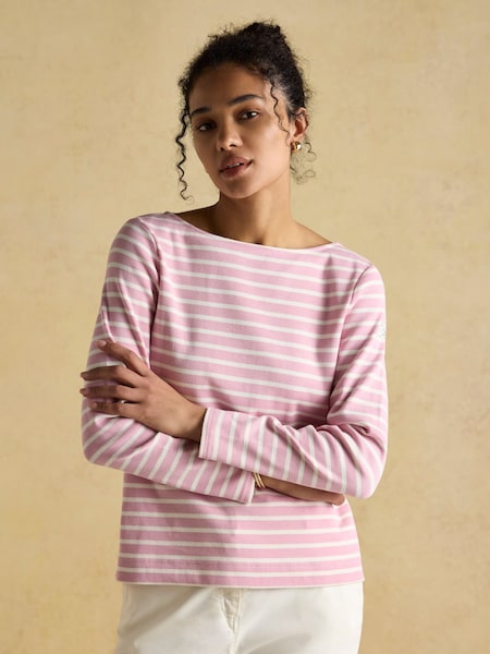 Joules Harbour Pink Boat Neck Breton Top (AM8410) | R$ 285