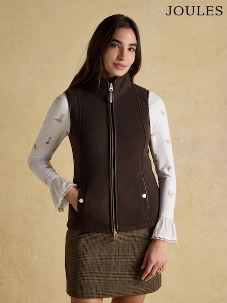 Joules Heritage Brown Fleece Gilet (AM8431) | €77.95
