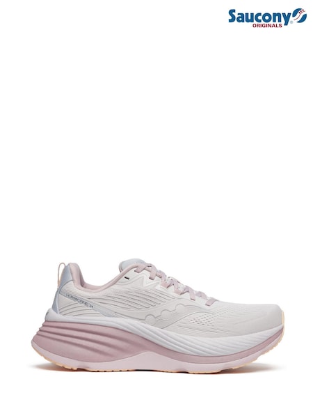 Saucony Womens White/Pink Hurricane 24 Trainers (AM8467) | €236