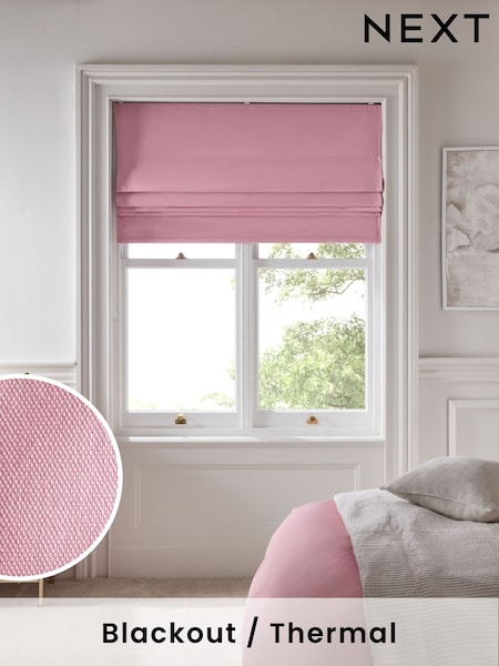 Pink Rose Ready Made Blackout Cotton Roman Blinds (AM8486) | €53 - €126