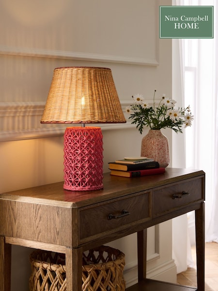 Nina Campbell Pink Chantilly Hand Woven Ceramic Table Lamp (AM8513) | €171