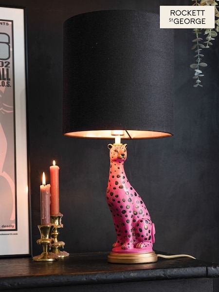 Rockett St George Pink/Black Leopard Table Lamp (AM8522) | €129