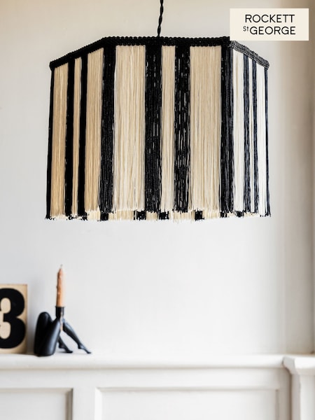 Rockett St George Black/White Easy Fit Striped Fringe Shade Ceiling Light (AM8543) | €68