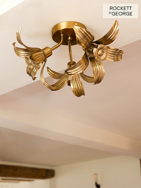 Rockett St George Brass Flush Flower Ceiling Light (AM8547) | €150