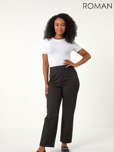 Roman Black Petite Stripe Print Stretch Trousers (AM8569) | 1,923 UAH