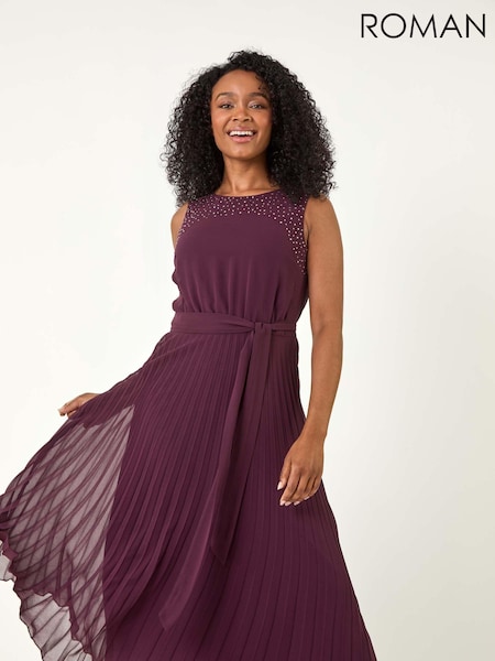 Roman Petite Hotfix Pleated Midi Dress (AM8586) | €110