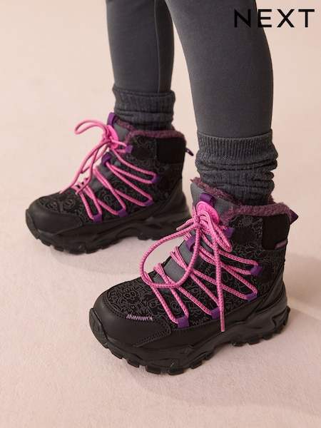 Black/Purple Printed Waterproof Walking Boots (AM8636) | 198 QAR - 233 QAR