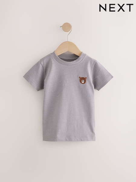 Grey Short Sleeve Appliqué T-Shirt (3mths-7yrs) (AM8642) | €5 - €8