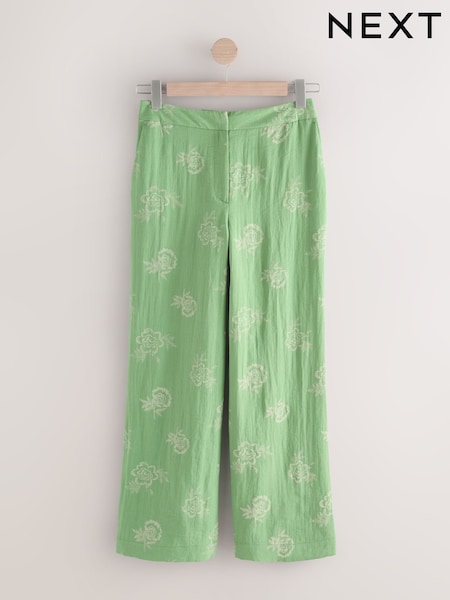 Green Wide Leg Embossed Trousers (AM8679) | €51.50