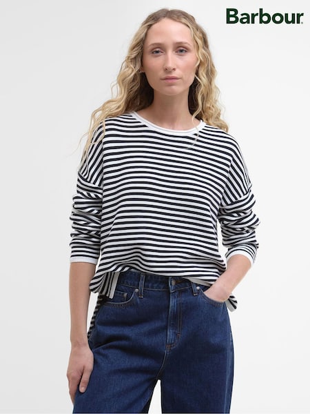 Barbour® Blue Marine Stripe Knitted 100% Cotton Jumper (AM8753) | €89