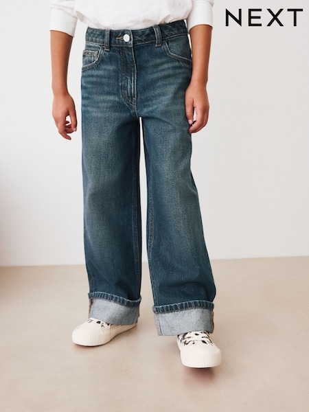 Dark Blue Turn Up Wide Leg Jeans (3-16yrs) (AM8801) | €22.50 - €29