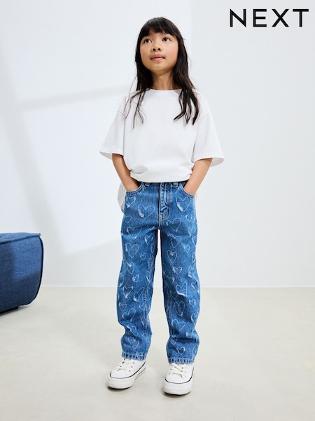 Mid Blue Denim Heart Straight Leg Jeans (3-16yrs) (AM8804) | €22.50 - €29