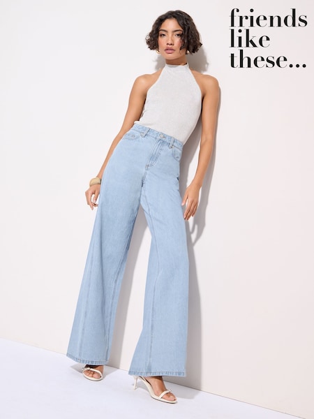 Friends Like These Bleach Blue Relaxed Wide Leg Jeans (AM8812) | €47