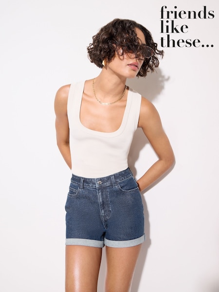 Azul medio - Friends Like These Boyfriend Denim Shorts (AM8815) | 40 €
