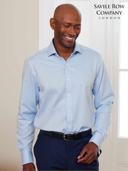 The Savile Row Company Slim Fit 100% Cotton Herringbone Formal Shirt (AM8878) | €78