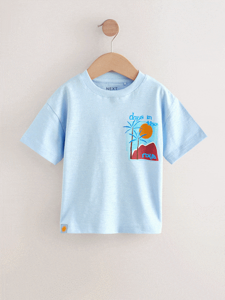 Blue Seaside Short Sleeve Back Print T-Shirt (3mths-7yrs) (AM8901) | AED30 - AED41