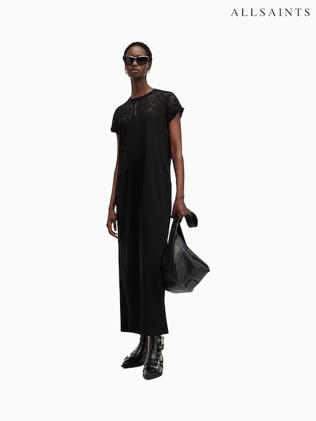 AllSaints Black Anna Snk Maxi Dress (AM8931) | R$ 1.375