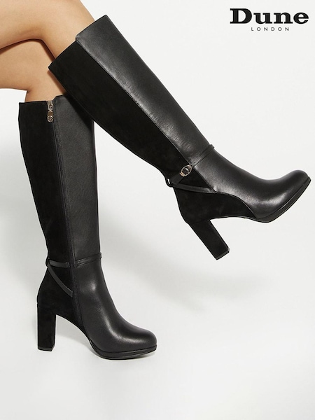 Dune London Black Tariah Block Platform Knee High Boots (AM8965) | €236
