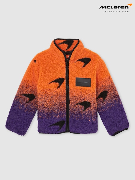 Reiss Papaya Orange/Purple Drift 13-14 yrs Unisex Fit McLaren F1 Team Ombré Fleece Jacket (AM9040) | €85
