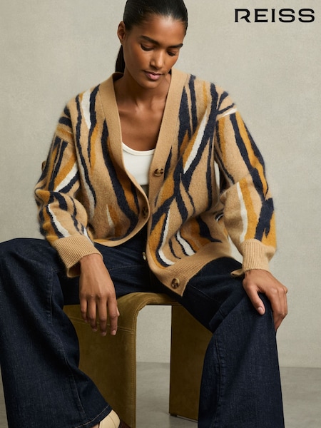 Reiss Serafina Wool Cashmere Intarsia Stripe Cardigan (AM9103) | € 392