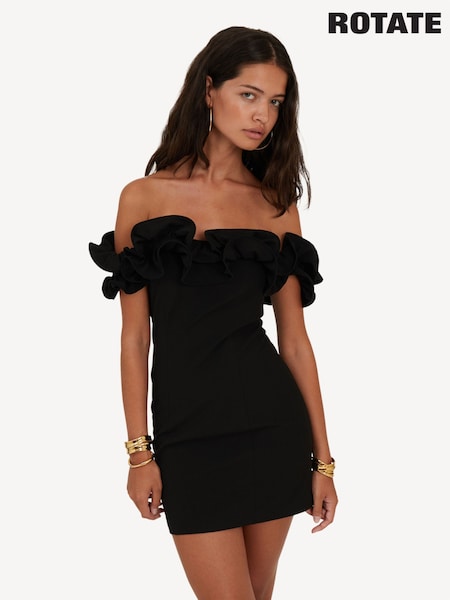 Rotate Black Mini Ruffle Dress (AM9123) | LEI 1,713