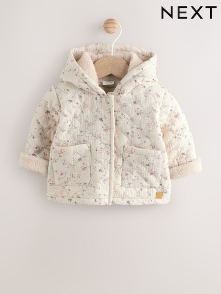 Ecru Floral Baby Crinkle Jersey Coat (0-18mths) (AM9147) | AED112 - AED122