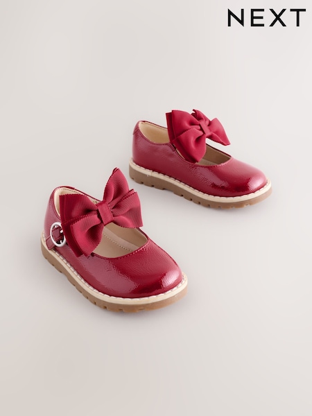 Red Standard Fit (F) Chunky Bow Mary Jane Shoes (AM9159) | €33 - €36