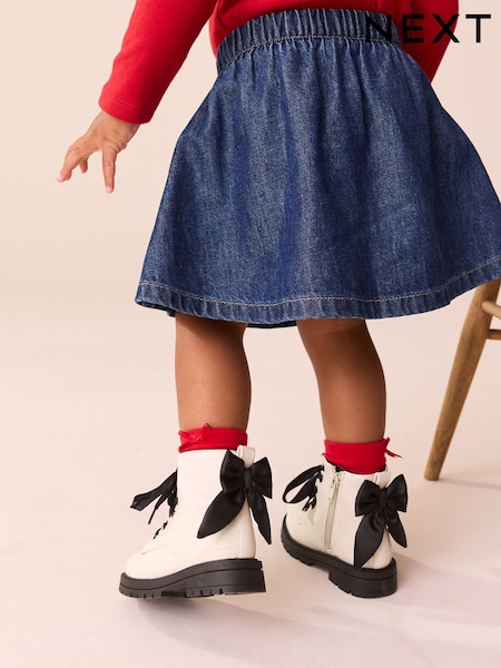 Neutral Minnie Mouse Bow Detail Lace Up Ankle Boots (AM9196) | R$ 305 - R$ 345