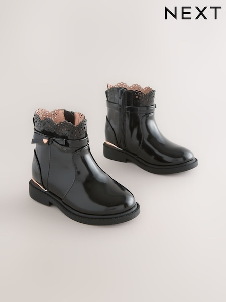 Black Chelsea Bow Ankle Boots (AM9199) | €39 - €44