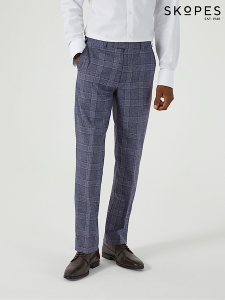 Skopes Blue Tailored Fit Irwin Windowpane Check Suit Trousers (AM9216) | €86