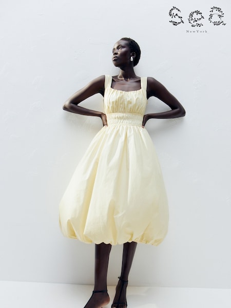 Sea New York Yellow Emmet Poplin Bubble Tank Dress (AM9235) | AED1,631