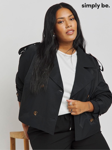 Simply Be Cropped Trench Jacket (AM9242) | ‏297‏₪