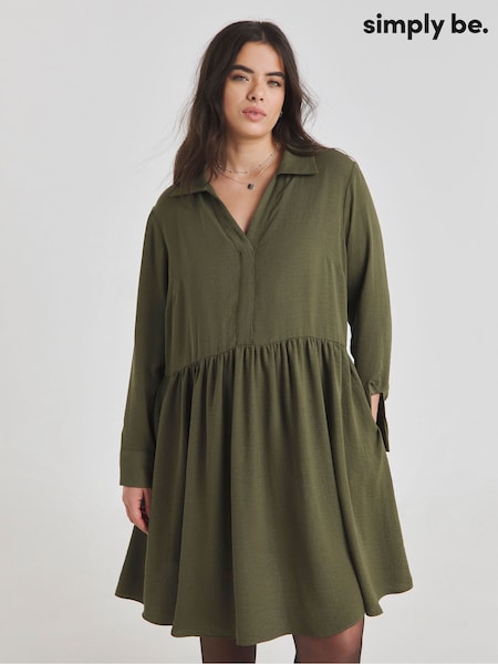 Simply Be Green Herringbone Pocket Smock Dress (AM9252) | €38