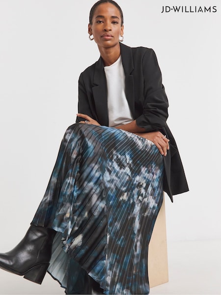 JD Williams Black Printed Pleated Maxi Skirt (AM9256) | €48
