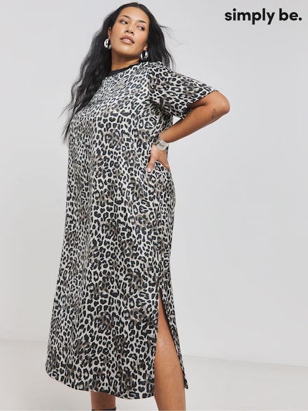 Simply Be Brown Satin Side Split Midi Dress (AM9261) | €21